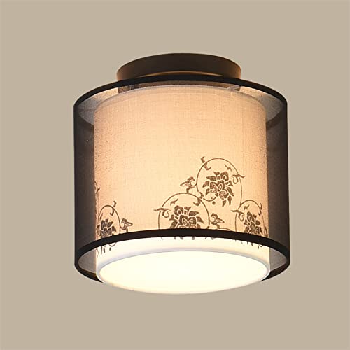 Plafonnier LED chinois en tissu style traditionnel et moderne pour chambre chic