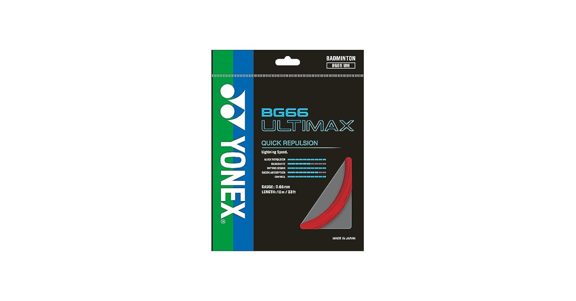 YONEX BG66 ULTIMAX レッド 200m Yonex BG 66 Ultimax 200m Badminton String (Red) - JoyBadminton
