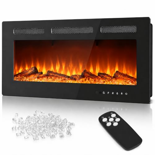 Image of GarveeTech 40 Inch Black Electric Fireplace, 750W /1500W Wall Mounted Heater
