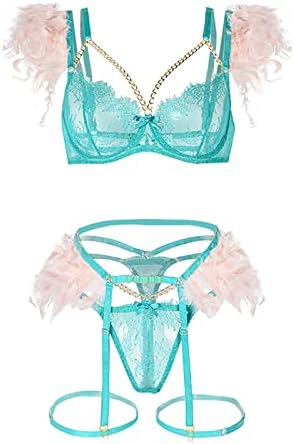 Lingerie for Women Sexy Exotic Lace Bra and Panty Set with Garter Belt Sluttly Bodydoll Nightwear for Sex Naughty L524