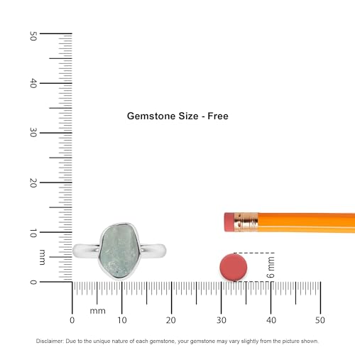 Natural Raw Fluorite Solitaire Rings for Women in Sterling Silver, March Birthstone Jewelry Gifts for Her Birthday, Anniversary, Christmas (Bezel-Set)3