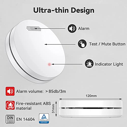 Wireless Interlinked Smoke and Heat Alarm Scotland Bundle with 10 Year Battery Life, EN14604, CE Certified, Fire Alarms Scotland Interlinked, Low-Battery Alert, Pre Linked. 3 Pack - Image 5