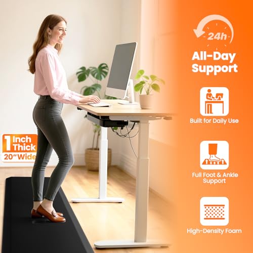 Image of Kitchen Mats for Floor, 1 Inch Extra-Thick Kitchen Rugs, Non-Slip & Waterproof Standing Desk Mat, Comfort Anti Fatigue Mats for Kitchen Floor, Home, Sink, Office (20 inch X 72 inch, Black)