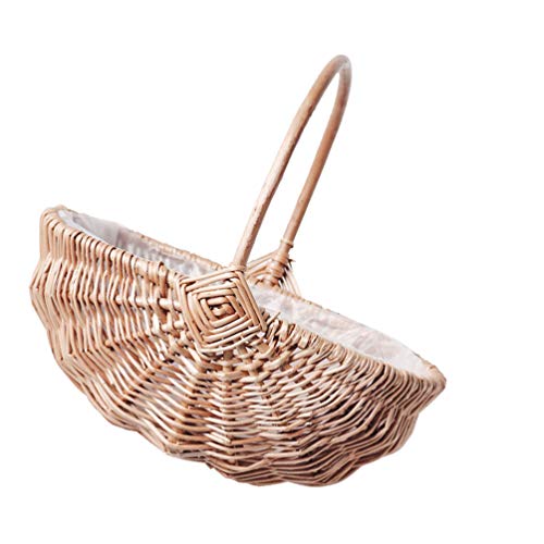 Yardwe Petit panier en osier tressé pour mariage, demoiselle d'honneur, fleur