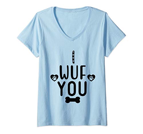 Mujer I Wuf You Shirt,Funny Dog Lover Shirts for Woman,Teen Girls Camiseta Cuello V