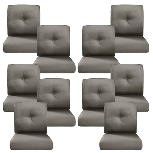 Image of Luxury 4 inch Thick Outdoor Cushion Set of 10 - 22x24 Patio Furniture Cushions with 28D High-Density Foam, Water-Resistant & Fade-Resistant Fabric, Removable Covers for Patio Furniture Sofa Couch -Grey