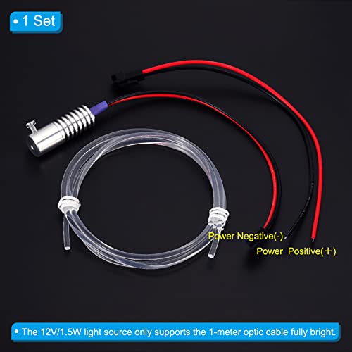 Image of PATIKIL 4mm 1m PMMA Side Glow Fiber Optic Cable Kit, with LED Aluminum Illuminator 12V 1.5W Guide Light Source Decoration for Home DIY Lighting, Purple
