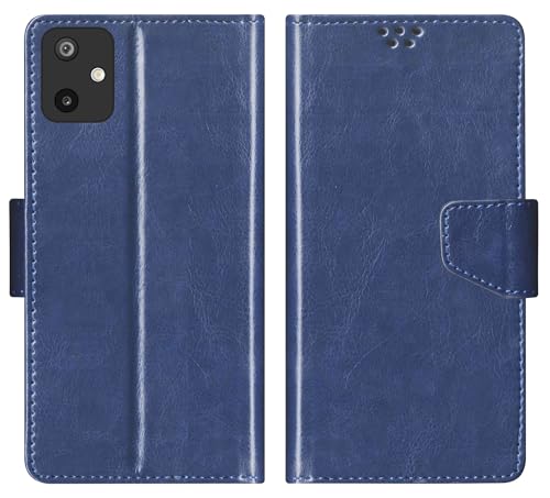 Image of SBMS Flip Cover for Samsung Galaxy M07 / Samsung A07 / Samsung F07 Back Cover Case with Magnatic Closure | Inbuilt Stand | Card & Money Pocket for Samsung A07 (Blue)