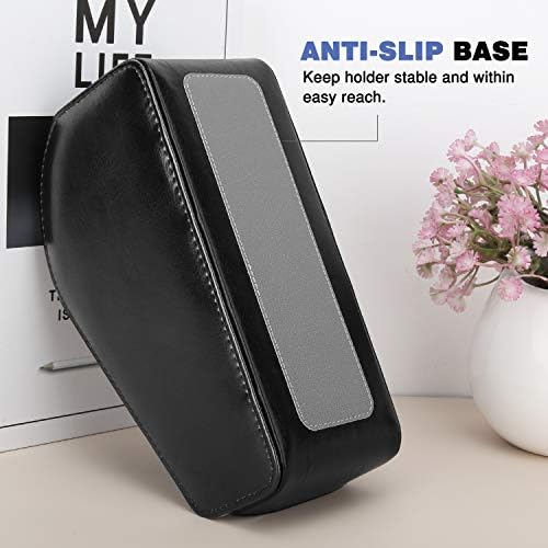 MoKo Remote Control Holder, Leather TV Remote Organizer Remote Caddy Desktop Organizer 5 Compartments for Remote Controllers, Office Supplies, Media Accessory Storage & Organizer - Black