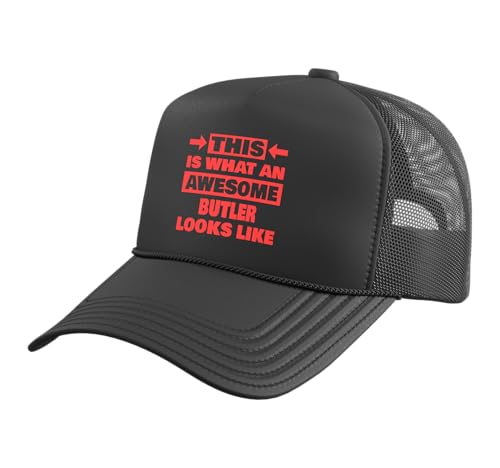 What an Awesome Butler Looks Like Funny Butler Trucker Hat with Adjustable Mesh Back, Black
