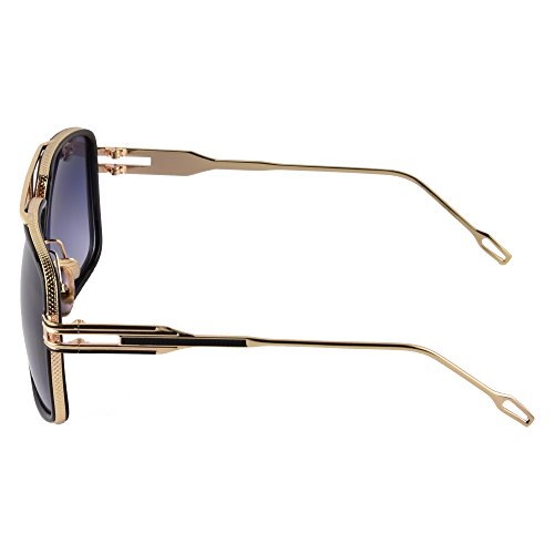 Image of Aviator Sunglasses for Men Retro Fashion Gold Oversized 70s shades | Disco Party Casual Lentes De Sol Hombre Large Big Designer 70s Outfits Sun Glasses Cool Metal Vintage Stylish Tinted Eyewear