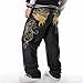 Ruiatoo Baggy Jeans for Men Fashion Hip Hop Loose Fit Jeans with Fashion Embroidery Print 36