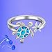 Fenthring Opal Ring Sea Turtle Rings Blue Opal Sterling Silver Adjustable Turtle Jewelry Starfish Good Luck Longevity Gifts Size 8