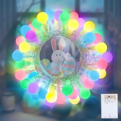 LYHOPE Easter Pastel Light, 19.3ft 60 LED Globe Decoration Lights, Battery Powered Pastel String Lights for Easter, Part - Detailed View