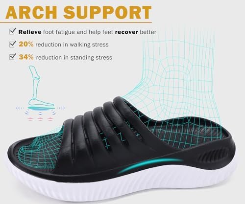 Image of KuaiLu Womens Recovery Sandals With Comfortable Plantar Fasciitis Support,Ladies Orthotic Open Toe Sport Slides Thick Cushion Reduces Stress on Feet,Joints & Back Post-Exercise