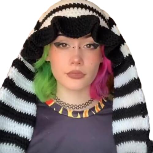 Bonnet tricoté crâne surdimensionné avec longues oreilles pendantes pour homme