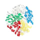 ORFOFE 500 Stück Diffuse LED Bauteile mit Widerständen Energiesparende Leuchtdioden in Rot Gelb Blau Grün Weiß für Modellbau Elektronik Experimente