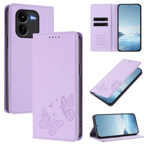�X�}�z�P�[�X �Ή��@�� for Vivo IQOO Z9X �yRFID�u���b�N�z�y�J�[�h�z���_�[�t�����z �}�O�l�b�g�J�� �X�^���h�@�\�t���zViolet