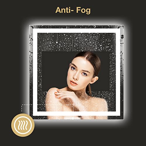 Oddsan 36X36 Square Led Mirror For Bathroom, Dimmable Illuminated Mirror For Wall, Vanity Mirror With Lights, Anti-Fog (Backlit And Front Lighted) #TOP3