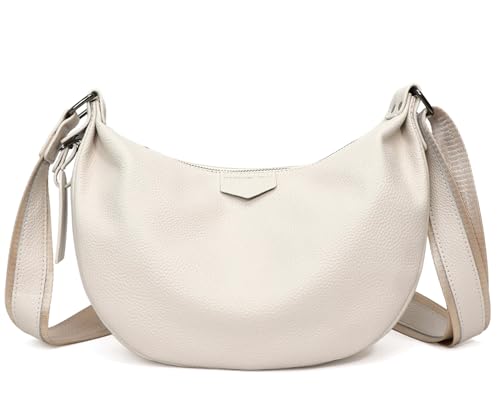 Micmores Genuine Leather Crossbody Bags for Women, Soft Pebble Leather Shoulder Purse Medium Handbag for Work, Travel