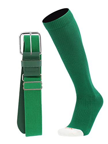 MadSportsStuff Pro Line Baseball Socks and Belt Combo (Kelly Green X-Small)