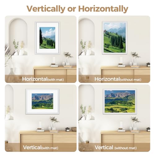 LUOJINYI Bilderrahmen A3(29,7x42cm) aus Holz, A3 Rahmen, Bilderrahmen DIN A3 mit Weiße Passepartout und Acrylglas, Posterrahmen mit Passepartout, für Wandmontage Vertikal Oder Horizontal(Weiß)