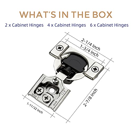 Ravinte 2 Pack 1 Pairs 1/2 Inch Overlay Soft Close Hinges For Kitchen Cabinet Hinges Satin Nickel Hidden Hinges Stainless Steel Concealed Hinge Self Closing #TOP6