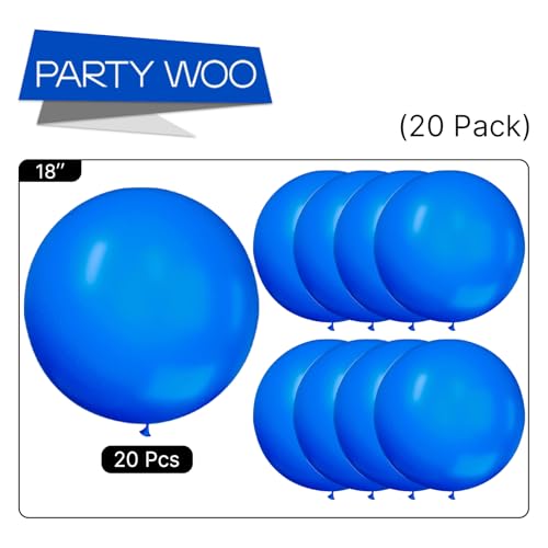 Image of PartyWoo Royal Blue Balloons 20pcs of 18 Inch Dark Blue Latex Balloons for Wedding Baby Shower Gender Reveal Anniversary Graduation Under The Sea Men Birthday Bachelorette Party Decorations Blue-Y5