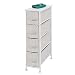 mDesign Narrow Vertical Dresser Storage Tower - Sturdy Metal Frame, Wood Top, Easy Pull Fabric Bins - Organizer Unit for Bedroom, Hallway, Entryway, Closet - Chevron Print, 4 Drawers - Taupe/White