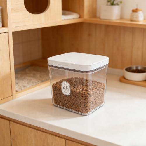 Contenedor de comida de mascotas de 4.5l hermético cuadrado para casa 7