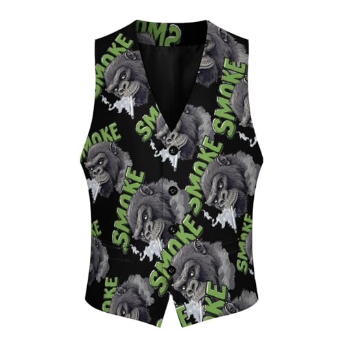 Weed Smoking Gorilla Smoker Men's Suit Vests Dress Vest V-Neck Waistcoat Slim Business Formal with Pocket4