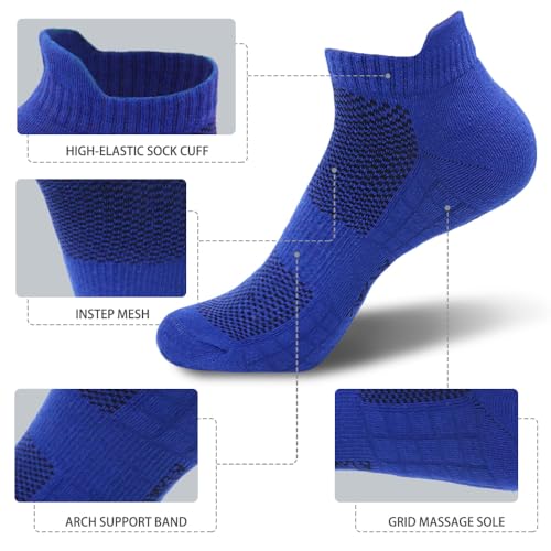 6PC Women's Blue Athletic Ankle Socks Hiking Fitness Anti Foam Moisture Wicking Socks2