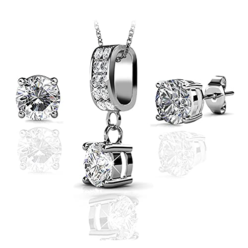 Eira Wen ® Swarovski Kristall Verkrustete Silber Anhänger Halskette Cover