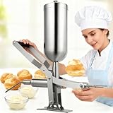 Qiang Professionelle Donut-Füllmaschine 5L Manuell - Edelstahl Gelee-Creme-Füller mit 4 Tropfschutzdüsen,Eclair & Churro Füllspritze für Gastronomie und Bäckereien
