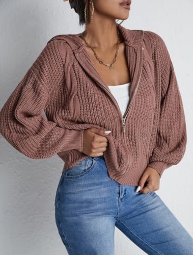 Women's Zipper Cardigan Sweater, Hooded Long Sleeved Jacket Set, Round Neck Casual 2025 Fashion Jacket2