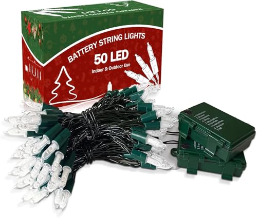 Battery Operated String Lights, 2 Pack 50 LED Christmas Lights, Outdoor Waterproof Mini Light with Timer for Xmas Tree Party Wedding Patio Garden Home Holiday Decor (Cool White) by Yoniko - Image 7