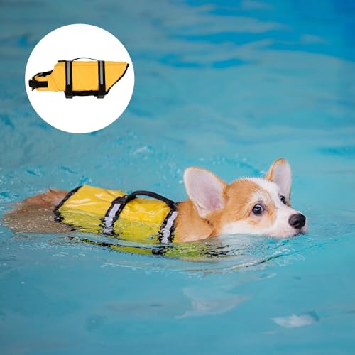 Satiskid Hunde Schwimmweste, Rettungsweste mit Auftrieb & Sicherheit für Kleine Hunde, XS, Mit Rettungsgriff & Reflektierenden Elementen für Wassersport und Strand (Gelb)