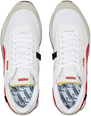 Puma Women's Future Rider Play On Sneaker, White-High Risk Red, 11.5 | Image 4