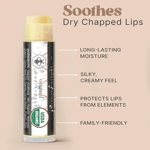 USDA Organic Lip Balm - USA Made with Natural Ingredients, 4 Pack Unflavored Chapstick for Dry Lips, Birthday Gifts for Her & Him, Lip Balm Hydrating Beauty Gifts, Lip Moisturizer, Mens Gift Ideas - Image 4