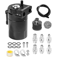 Oil Catch Can,Car Accessories Universal Automotive Oil Catch Can Kit with NBR Fuel Hose,300ml Aluminum Air Oil Separator Tank NBR Fuel Hose Kits for PCV System Black