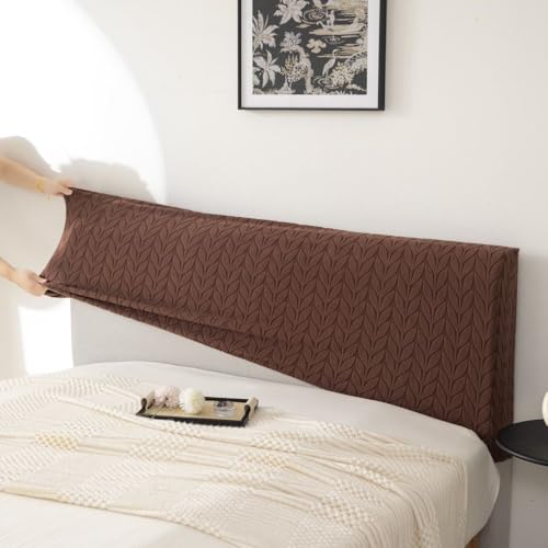 Image of HOMETHREADS Stretchable Lycra /Velvet Headboard Cover | Soft, Dust-Proof & Wrinkle-Resistant Bed Back Protector | Fits Leather, Wooden & Fabric Bedsides | for 5ft to 6.5ft Beds | (Brown, 172x65cm)