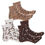 VALICLUD Socken mit Leopardenmuster Socken mit Tiermustermuster Herbst Winter Wolle Fuzzy Crew Socken 3 Stück