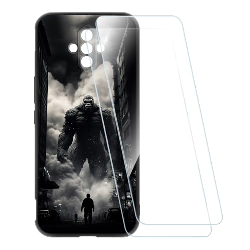 ESCAMOT Funda Estampada + 2 Protectores de Pantalla Vidrio Templado Compatible con ZTE Nubia Red Magic 5G Lite, Carcasa Suave Antigolpes y Película HD (Monstruo)