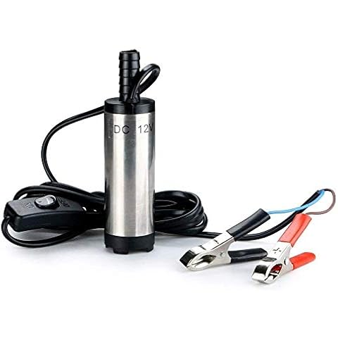 Kingkindsun 12V 38mm Submersible Pump Water Oil Diesel Fuel Transfer Stainless Steel Pump with Recovery 3M Cable for Car SUV Cover
