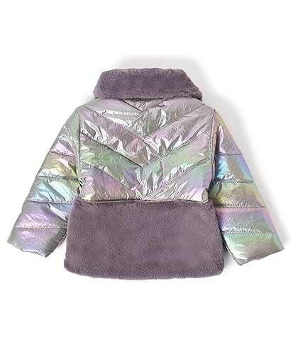 Image of Mi Arcus Purple Baby Puffer Jacket with Stand Collar for Girls Kids Infants Toddlers
