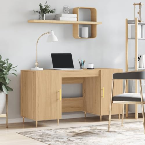 Bureau chêne Sonoma avec 4 compartiments de rangement intégrés