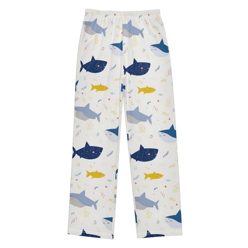 Pajama Pants Lounge Sleep PJ Bottoms Sleepwear Elastic Waist Drawstring S Shark Line