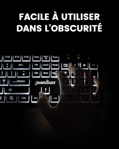 Clavier rétroéclairé LED blanche Perixx PERIBOARD-317 USB ordinateur Windows - 4