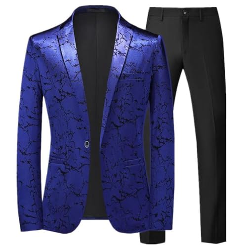 Men's Textured Classic Suit - Black White Blue Business | Wedding Banquet Blazer4