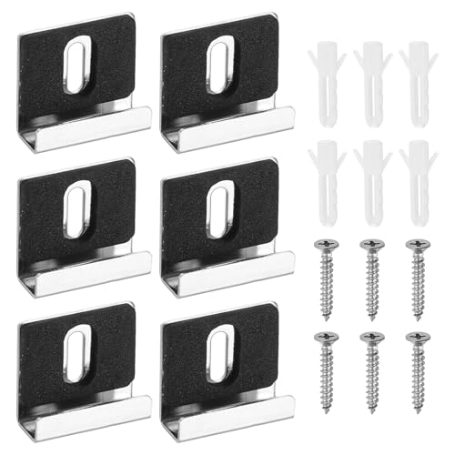 Clips de metal para espejo uxcell juego de 6 soportes con tornillos y almohadillas 2